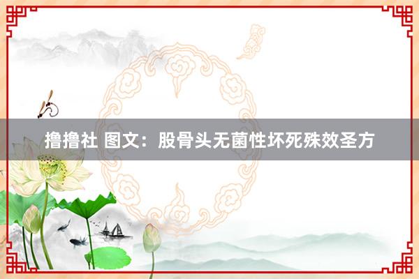 撸撸社 图文：股骨头无菌性坏死殊效圣方