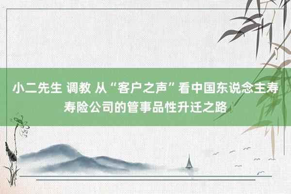 小二先生 调教 从“客户之声”看中国东说念主寿寿险公司的管事品性升迁之路