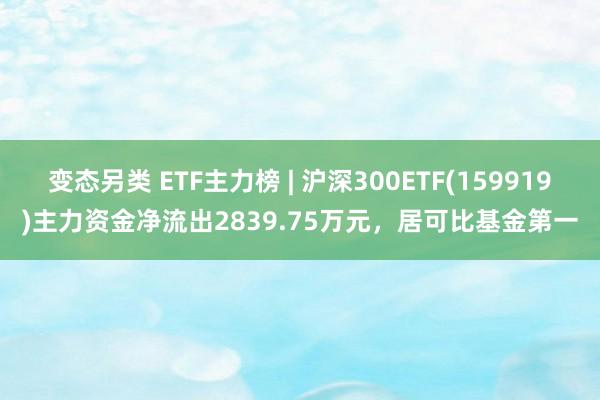 变态另类 ETF主力榜 | 沪深300ETF(159919)主力资金净流出2839.75万元，居可比基金第一