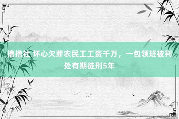 撸撸社 坏心欠薪农民工工资千万，一包领班被判处有期徒刑5年