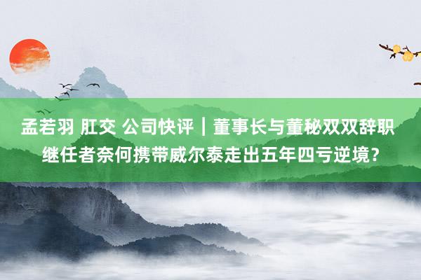 孟若羽 肛交 公司快评︱董事长与董秘双双辞职 继任者奈何携带威尔泰走出五年四亏逆境？