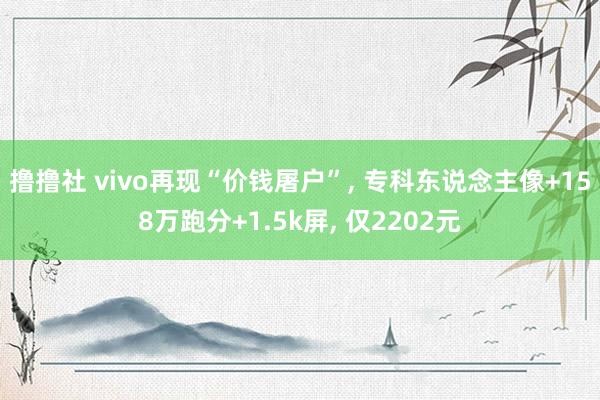 撸撸社 vivo再现“价钱屠户”， 专科东说念主像+158万跑分+1.5k屏， 仅2202元