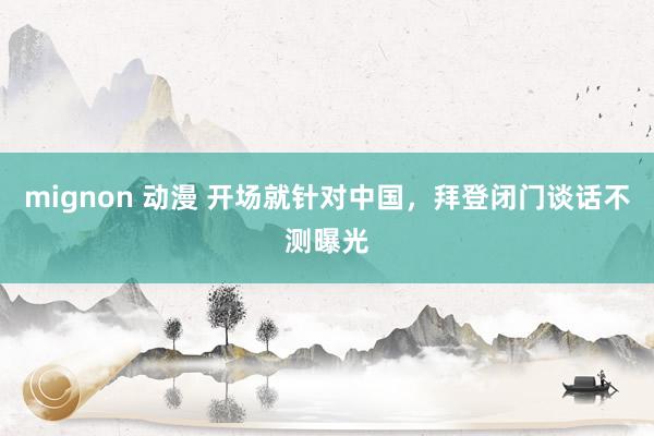 mignon 动漫 开场就针对中国，拜登闭门谈话不测曝光