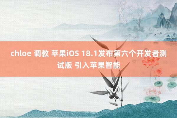 chloe 调教 苹果iOS 18.1发布第六个开发者测试版 引入苹果智能