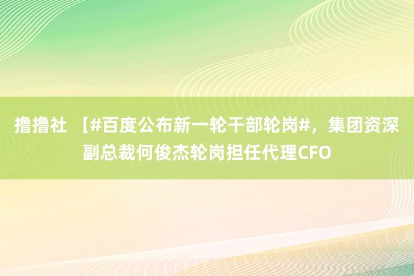 撸撸社 【#百度公布新一轮干部轮岗#，集团资深副总裁何俊杰轮岗担任代理CFO