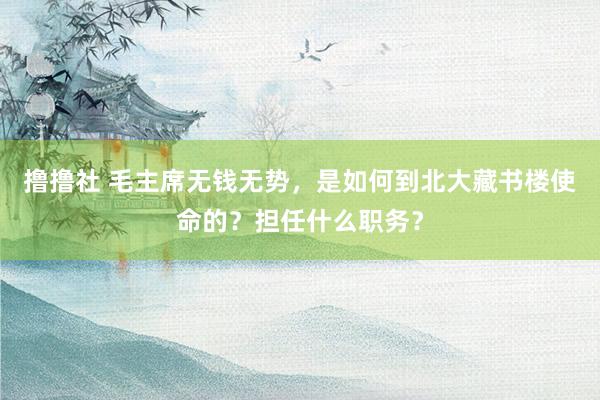 撸撸社 毛主席无钱无势，是如何到北大藏书楼使命的？担任什么职务？