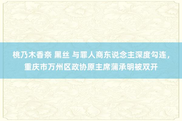 桃乃木香奈 黑丝 与罪人商东说念主深度勾连，重庆市万州区政协原主席蒲承明被双开