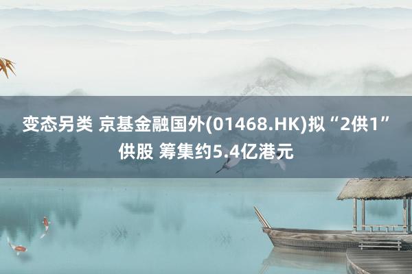 变态另类 京基金融国外(01468.HK)拟“2供1”供股 筹集约5.4亿港元