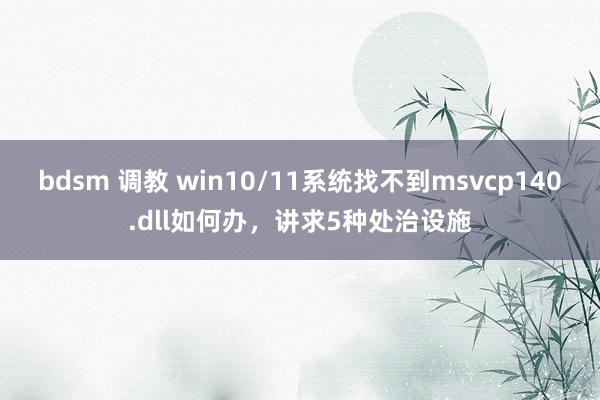 bdsm 调教 win10/11系统找不到msvcp140.dll如何办，讲求5种处治设施