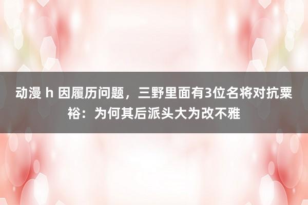 动漫 h 因履历问题，三野里面有3位名将对抗粟裕：为何其后派头大为改不雅