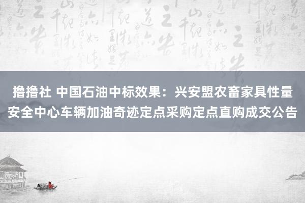 撸撸社 中国石油中标效果：兴安盟农畜家具性量安全中心车辆加油奇迹定点采购定点直购成交公告