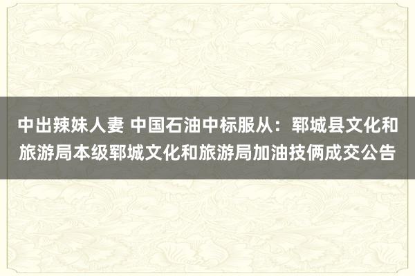 中出辣妹人妻 中国石油中标服从：郓城县文化和旅游局本级郓城文化和旅游局加油技俩成交公告