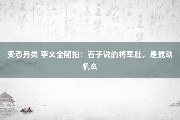 变态另类 李文全随拍：石子说的将军肚，是搅动机么