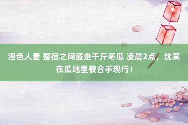 淫色人妻 整宿之间盗走千斤冬瓜 凌晨2点，沈某在瓜地里被合手现行！