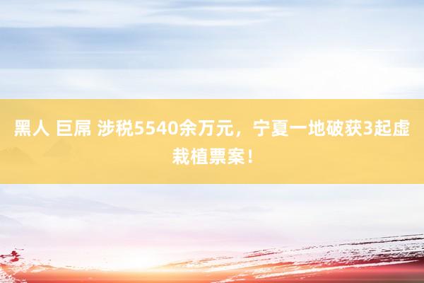 黑人 巨屌 涉税5540余万元，宁夏一地破获3起虚栽植票案！