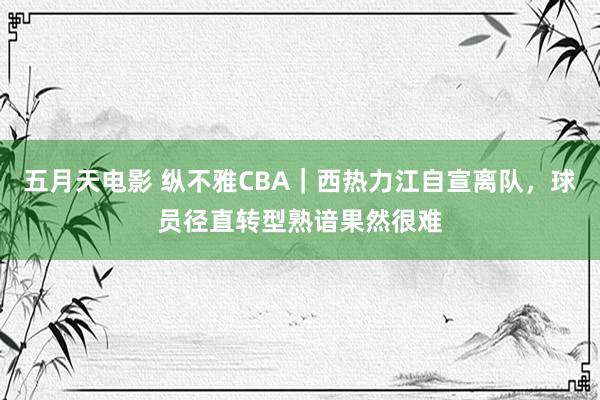 五月天电影 纵不雅CBA｜西热力江自宣离队，球员径直转型熟谙果然很难