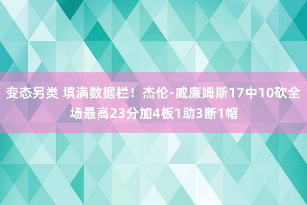 变态另类 填满数据栏！杰伦-威廉姆斯17中10砍全场最高23分加4板1助3断1帽