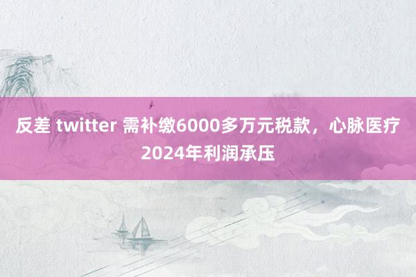 反差 twitter 需补缴6000多万元税款，心脉医疗2024年利润承压