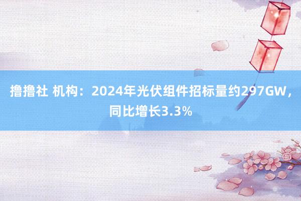 撸撸社 机构：2024年光伏组件招标量约297GW，同比增长3.3%