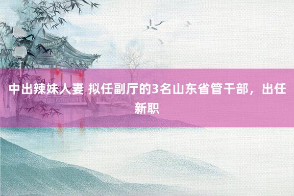 中出辣妹人妻 拟任副厅的3名山东省管干部，出任新职