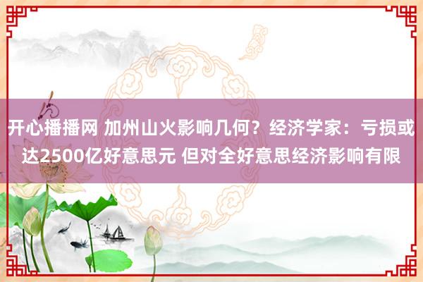 开心播播网 加州山火影响几何？经济学家：亏损或达2500亿好意思元 但对全好意思经济影响有限